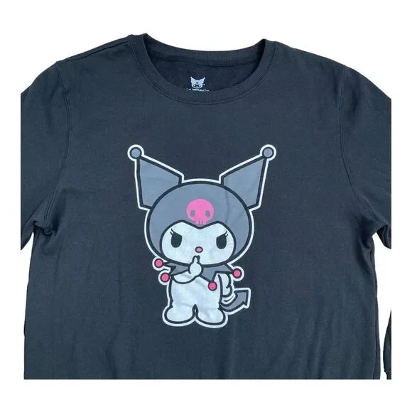 Hello Kitty Sanrio Kuromi Large Black Graphic Sweatshirt‎  Long Sleeve Top NWOT - Picture 4 of 9